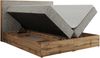 Doppelbett, Boxspringbett mit Bettkästen, Multipocket-Matratze und Topper, Set mit Kopfteil, Eiche Wotan Holzrahmen - WOOD CLASSIC - 180 x 200 cm - Beige Struktur - H4 Bild 5