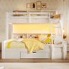 Merax Etagenbett 90x200cm/140x200cm Kinderbett Doppelbett mit Rausfallschutz, Hochbett mit Leiter, mit Schublade und Regal, Weiß Bild 3