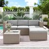 Merax Lounge-Sofagarnitur mit Sitz- und Rückenkissen, Polyrattan, 67 x 196 x 136 cm, Khaki Bild 2