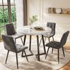 Runder Esstisch (1 Stück), Küchentisch, einzigartiges Metallgestell, Esstisch aus modernem Marmormuster, geeignet für Esszimmer, Wohnzimmer, Weiß/Schwarz Bild 2