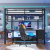 Hochbett Kinderbett mit Schreibtisch, LED-Licht, Schubladen & Stauraum, Metallrahmen, 140x200cm Bild 3