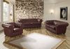 Sofa 3-Sitzer / Sofa 2-Sitzer / Sessel Kath Bezug Wischleder Buche nussbaum dunkel / rot 22456 Bild 2