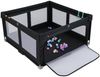 150 x 150 cm Laufstall Baby faltbar Laufgitter mit 50 Bälle 4 Griffe & Reißverschlusstor Schwarz Bild 1