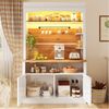 Flieks Küchenbuffet mit LED-Beleuchtung, Gläserhalter und Ablagen (Set, 2-St, 107 x 43 x 184 cm) Hochschrank Küchenschrank Buffetschrank mit Stauraum Weiß Bild 2
