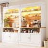 Flieks Küchenbuffet mit LED-Beleuchtung, Gläserhalter und Ablagen (Set, 2-St, 107 x 43 x 184 cm) Hochschrank Küchenschrank Buffetschrank mit Stauraum Weiß Bild 1