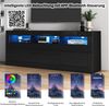 Merax 160*35*60cm Hochglanz-TV-Schrank mit LED-Beleuchtung, 3 offenen Fächern, 2 Türen, 2 Schubladen, Smart App Steuerung, für 70-Zoll-Fernseher, Hochglanz-TV-Ständer, Schwarz Bild 5