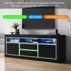 Merax 160*35*60cm Hochglanz-TV-Schrank mit LED-Beleuchtung, 3 offenen Fächern, 2 Türen, 2 Schubladen, Smart App Steuerung, für 70-Zoll-Fernseher, Hochglanz-TV-Ständer, Schwarz Bild 3
