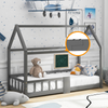 Merax Einzelbett, Kinderbett, Hausbett 90 x 200 cm, Holzbett für Kinderzimmer inkl. Tafel Lattenrosten Rausfallschutz, aus Kiefernholz Grau Bild 3