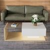 Merax Couchtisch mit Schublade und Glastischplatte, hochglanz mit LED, 105 x 32,5 x 55 cm Bild 2