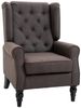 HOMCOM Sessel Einzelsessel, Akzentsessel mit Tufting Holzfüße (Ohrensessel, 1-St, Relaxsessel), für Wohnzimmer, Braun Bild 4