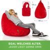 Green Bean® Plüsch Sitzsack 45x45x60cm - Indoor Sitzkissen mit 120L EPS Perlen Füllung Kuschelig Waschbar - Rot Bild 4