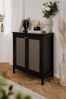 Finori Cordoba 01A Kommode, schwarz / Geflecht Nobel | Kommode für Wohnzimmer | Maß: B x H x T ca. 80 x 90 x 40 cm | Kommode mit 2 Rahmentüren und 1 Einlegeboden Bild 3