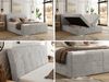 Boxspringbett DAGOS 160 x 200 cm mit Kopfteil, Lattenrost und Stauraum – Doppelbett mit Matratze & Topper T25 , stabile Konstruktion, Bettkasten, modernes Design - Hellgrau Schenille grob gewebt - H3 Bild 2