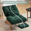 LVHOM Relaxsessel mit liegefunktion, Loungesessel mit Lendenkissen und ausziehbarer Fußstütze, Massivholzgestell, verstellbarer Rückenlehne, ohne Armlehnen, Grün Bild 5