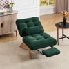 LVHOM Relaxsessel mit liegefunktion, Loungesessel mit Lendenkissen und ausziehbarer Fußstütze, Massivholzgestell, verstellbarer Rückenlehne, ohne Armlehnen, Grün Bild 2
