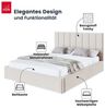 FDM Polsterbett Stauraumbett KAJA Bettgestell 90x200, 140x200 & weitere Größen (verfügbar 90x200 120x200 140x200 160x200 180x200cm, Bettrahmen, Bett, mit großen gepolsterten Kopfteil, mit Bettkasten zum aufklappen), Hebbarer Metallrahmen, Bettkasten, o... Bild 4