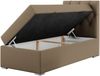 Boxspringbett ALDA, Einzelbett mit gestepptem Kopfteil und einem Bettkasten, 90x200 - Braun Kunstleder - rechts - H4 Bild 3