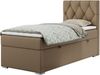 Boxspringbett ALDA, Einzelbett mit gestepptem Kopfteil und einem Bettkasten, 90x200 - Braun Kunstleder - rechts - H4 Bild 2