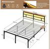 Yaheetech Bettgestell mit LED-Beleuchtung & Ladestation & Seitlicher Ablage, Doppelbett 160 × 200 cm Metallbett mit Stauraum unter dem Bett Bild 4