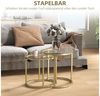 OKWISH Couchtisch 2er-Set runder Couchtisch in Gold, stapelbar mit Stahlrahmen (60 x 43,5 x 36 cm/ 50 x 50,5 x 50 cm, 2-St, Beistelltisch & Kaffeetisch für Wohnzimmer & Schlafzimmer), Platzsparendes Design für moderne Wohnungen & flexible Raumnutzung Bild 4
