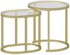 OKWISH Couchtisch 2er-Set runder Couchtisch in Gold, stapelbar mit Stahlrahmen (60 x 43,5 x 36 cm/ 50 x 50,5 x 50 cm, 2-St, Beistelltisch & Kaffeetisch für Wohnzimmer & Schlafzimmer), Platzsparendes Design für moderne Wohnungen & flexible Raumnutzung Bild 3