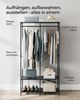 SONGMICS Kleiderschrank offen, Kleiderständer, Garderobenständer, Garderobe mit Kleiderstange, Ablagen, abnehmbare Haken, 40 x 141 x 180 cm, ebenholzschwarz RGRDE005B56 Bild 2
