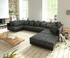 Wohnlandschaft Clovis XL Schwarz Modulsofa mit Hocker Bild 5