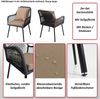 2er-Set Gartenstuhl HWC-O12, Outdoor Sitz-/Rückenpolster Aluminium Seilgeflecht Rope ~ anthrazit, Bezug hellgrau Bild 2