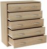 Home Collective Kommode mit 5 Schubladen mit matter Oberfläche, Kommode 74cm breit Holz (Schlafzimmer Wohnzimmer Flur Büro Organizer, Metallrollen mit Auszugsstopp), Schrank Kommode mit Schubladen Sideboard Highboard Anrichte Sonoma Bild 4