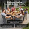 STEELSØN 'Fawaris' Polyrattan Sitzgruppe Outdoor 7-tlg, Gartenmöbel Set aus 6 Stühlen und Tisch inkl. Kissen, Akazienholz, grau-meliert, wetterfest für 4 Personen Bild 2