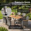 STEELSØN 'Fawaris' Polyrattan Sitzgruppe Outdoor 7-tlg, Gartenmöbel Set aus 6 Stühlen und Tisch inkl. Kissen, Akazienholz, grau-meliert, wetterfest für 4 Personen Bild 3