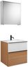 Burgbad FIUMO Waschtisch Set mit Spiegelschrank 62 cm breit, Weiß/Braun, Waschbecken Gussmarmor Weiß, Anschlag rechts Bild 2