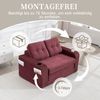 LVHOM 2-Sitzer Sofa aus Cordstoff – Montagefrei, Multifunktionales Schlafsofa mit Getränkehaltern und Seitentaschen, klappbares Gästebett, Weinrot Bild 4
