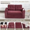 LVHOM 2-Sitzer Sofa aus Cordstoff – Montagefrei, Multifunktionales Schlafsofa mit Getränkehaltern und Seitentaschen, klappbares Gästebett, Weinrot Bild 3