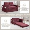 LVHOM 2-Sitzer Sofa aus Cordstoff – Montagefrei, Multifunktionales Schlafsofa mit Getränkehaltern und Seitentaschen, klappbares Gästebett, Weinrot Bild 2