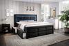 Aspen Boxspringbett mit Schubladen, LED-Beleuchtung, Kunstleder, 180 x 200 cm, Matratze H3/H4, Schwarz Bild 3