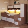 Flieks Kinderbett, Holzbett 90×200cm mit vielem Stauraum Kleiderschrank LED-Beleuchtung Bild 4