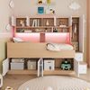 Flieks Kinderbett, Holzbett 90×200cm mit vielem Stauraum Kleiderschrank LED-Beleuchtung Bild 3
