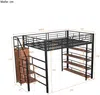 Hochbett mit Rausfallschutz, Treppe, Kleiderschrank und Regal, 140x200 cm, Metallbett Bild 4