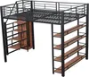 Hochbett mit Rausfallschutz, Treppe, Kleiderschrank und Regal, 140x200 cm, Metallbett Bild 5