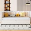 Merax Multifunktionales L-förmiges Schlafsofa mit Ausziehbett 90/180*200cm, Polsterbett in Samtstoff, platzsparendes Design für Kinderbett, Gästebett, Beige Bild 3