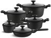 Edenberg Topf-Set 10 tlg Schwarzes Topfset, Matt, Pfanne, Kasserollen, Glasdeckel, Aluminium, Keramik (10 tlg, 10-tlg, Zeitloses Design des Topfsets. Eine ideale Geschenkidee) Bild 5
