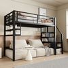 Bett 90x200 cm Hochbett mit Stauraumleiter und Einlegeböden – platzsparendes Kinderhochbett in Schwarz Bild 3