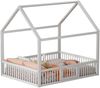 Kinderbett Hausbett 140x200 cm aus Kiefer mit Rundumschutz und sicherem Türchen, weiß Bild 5