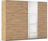 rauch Kleiderschrank, Schwebetürenschrank KRONACH, 2-türig, 1 Spiegeltüre teilaufgelegt, inkl. Türdämpfer und weiterem Zubehör, Eiche Artisan, 261 x 210 x 59 cm Bild 3