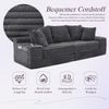 Leinen-Sofa, 4 Kissen, Getränkehalter, Seitentasche, Khaki Bild 3