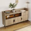 Sideboard 160 x 35 x 82 cm mit offenem Regal, Schublade und Türfächern – Holzwerkstoff in Natur mit Metallrahmen Bild 3