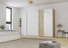 Schwebetürenschrank >Mosbach< in Glas kristallweiß / Eiche Artisan - 226x210x62 (BxHxT) Bild 2
