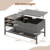 Höhenverstellbarer Couchtisch mit Offenem Fach & Ablagefach Kaffeetisch Sofatisch Grau Bild 2