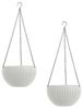 HTI-Living Blumenampel Blumenampel 2er Set Rattanoptik Weiß (Set, 2 St, 2 Blumenampeln), Blumentopf hängend Kunststoff Bild 2